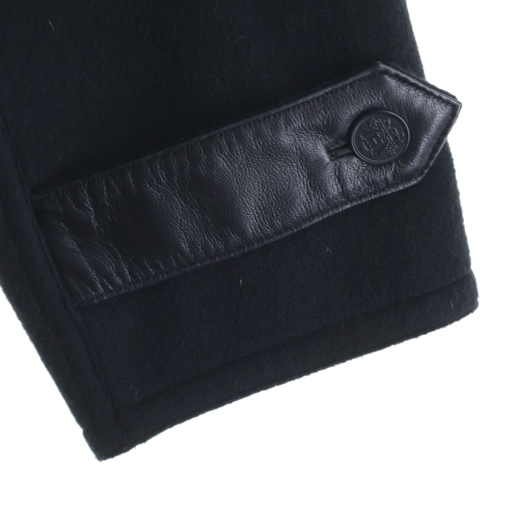 HERMES(エルメス) カシミア レザーエルボーパッチ ロングトレンチコート ブラック