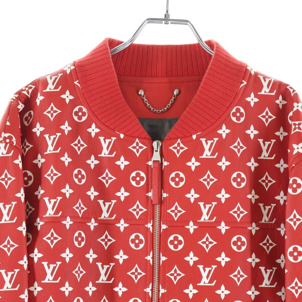 SUPREME(シュプリーム) 17AW ×LOUIS VUITTON Leather Baseball Jacket HDL90ED0S ×ルイヴィトン モノグラム レザー ボンバージャケット レッド