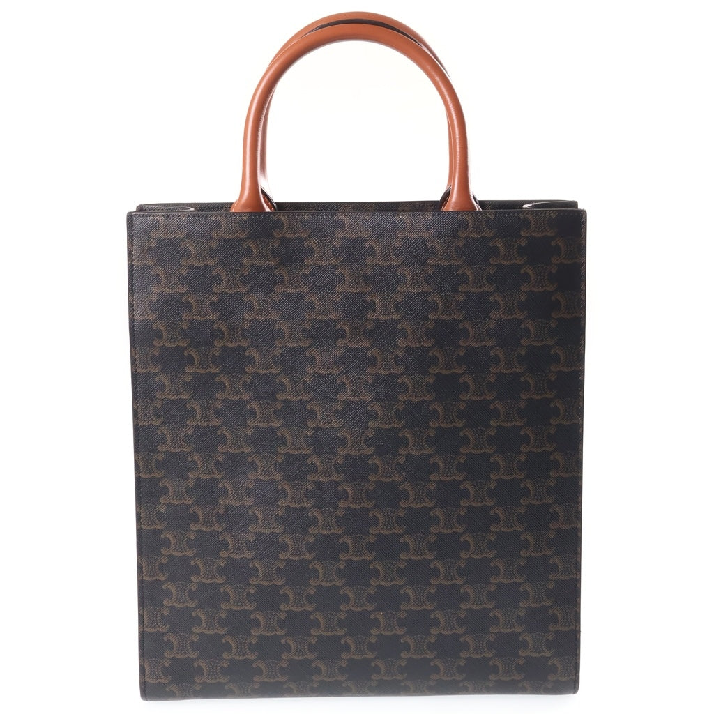 CELINE(セリーヌ) スモール バーティカルカバ 2WAYハンドバッグ トートバッグ ショルダーバッグ ブラウン レザー×PVC ゴールド金具 レディース