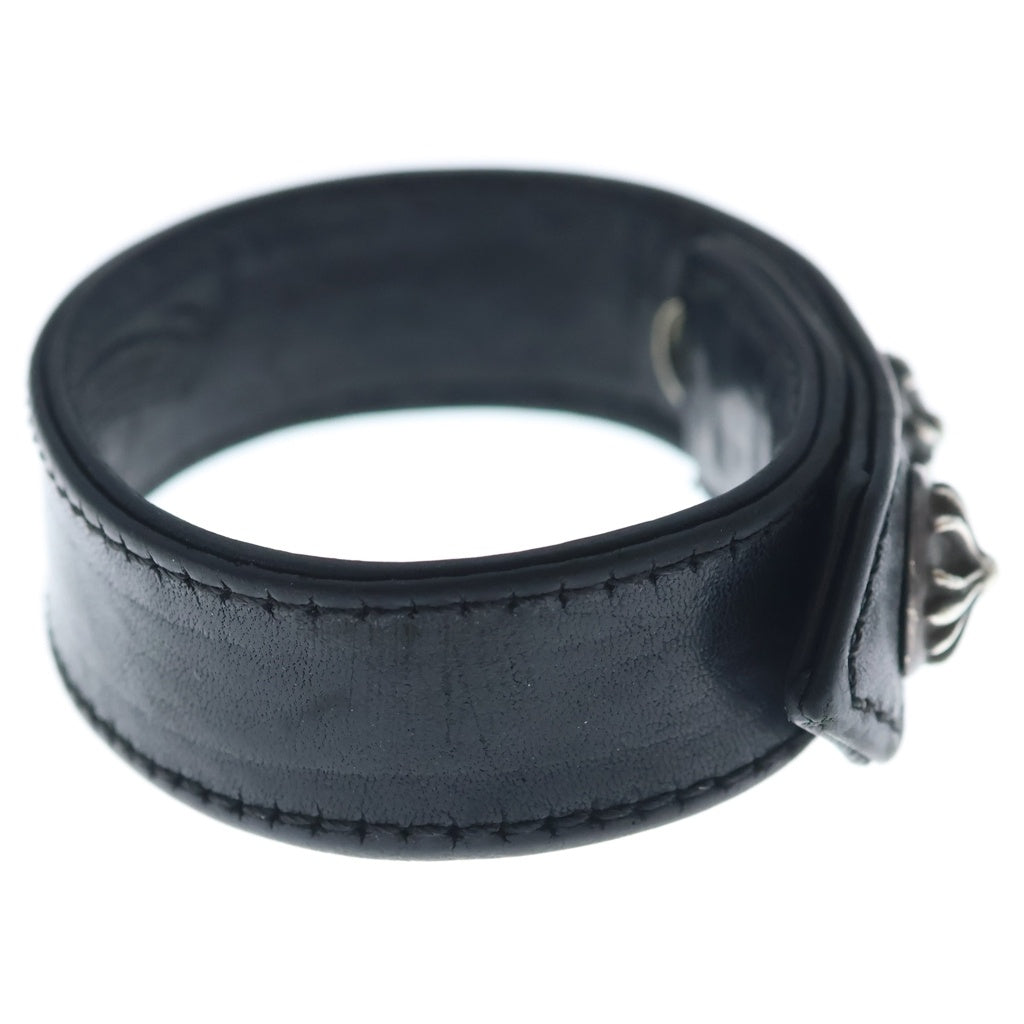 CHROME HEARTS(クロムハーツ) 3BTN 2SNP クロスボール 3ボタン2スナップ レザーブレスレット ブラック/シルバー BCA123