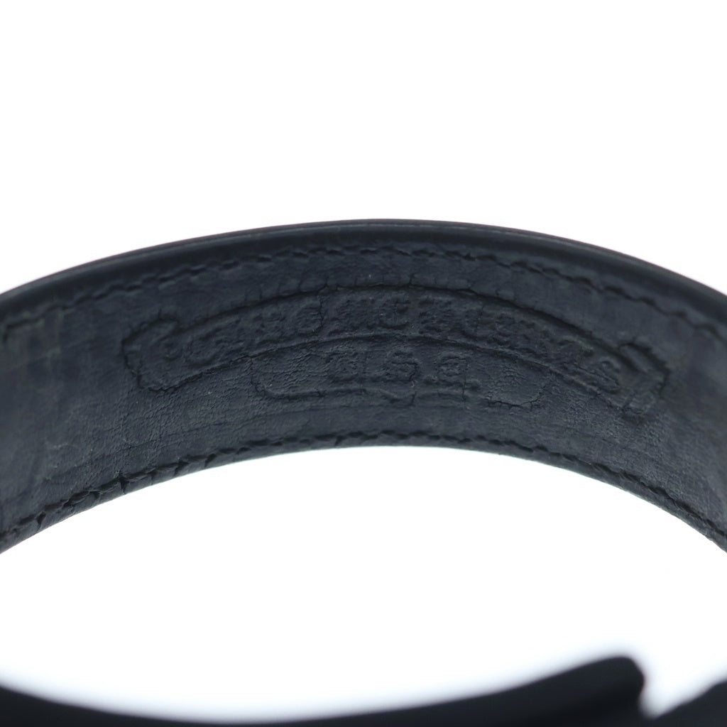CHROME HEARTS(クロムハーツ) 3BTN 2SNP クロスボール 3ボタン2スナップ レザーブレスレット ブラック/シルバー BCA123