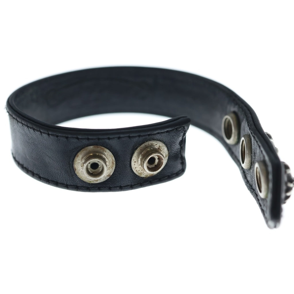CHROME HEARTS(クロムハーツ) 3BTN 2SNP クロスボール 3ボタン2スナップ レザーブレスレット ブラック/シルバー BCA123