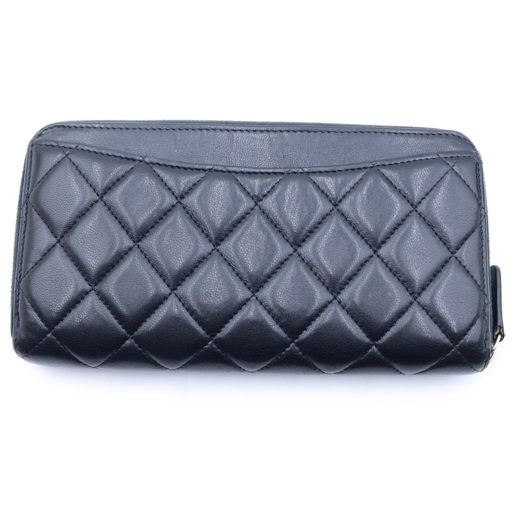 CHANEL(シャネル) マトラッセ クラシックロングジップウォレット 長財布 ブラック ラムスキン AP0242 シルバー金具 レディース