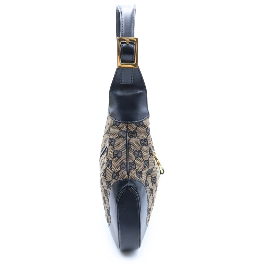 GUCCI(グッチ) ジャッキー1961 ハンドバッグ ワンショルダーバッグ ブラック×ブラウン レザー×キャンバス 13306 ゴールド金具 レディース