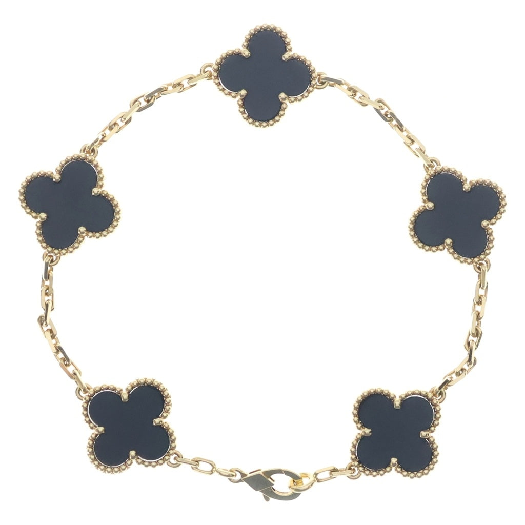 Van Cleef & Arpels(ヴァンクリーフアンドアーペル) ヴィンテージアルハンブラ 5モチーフ オニキス Au750 K18YG ブレスレット イエローゴールド VCARA41300 レディース
