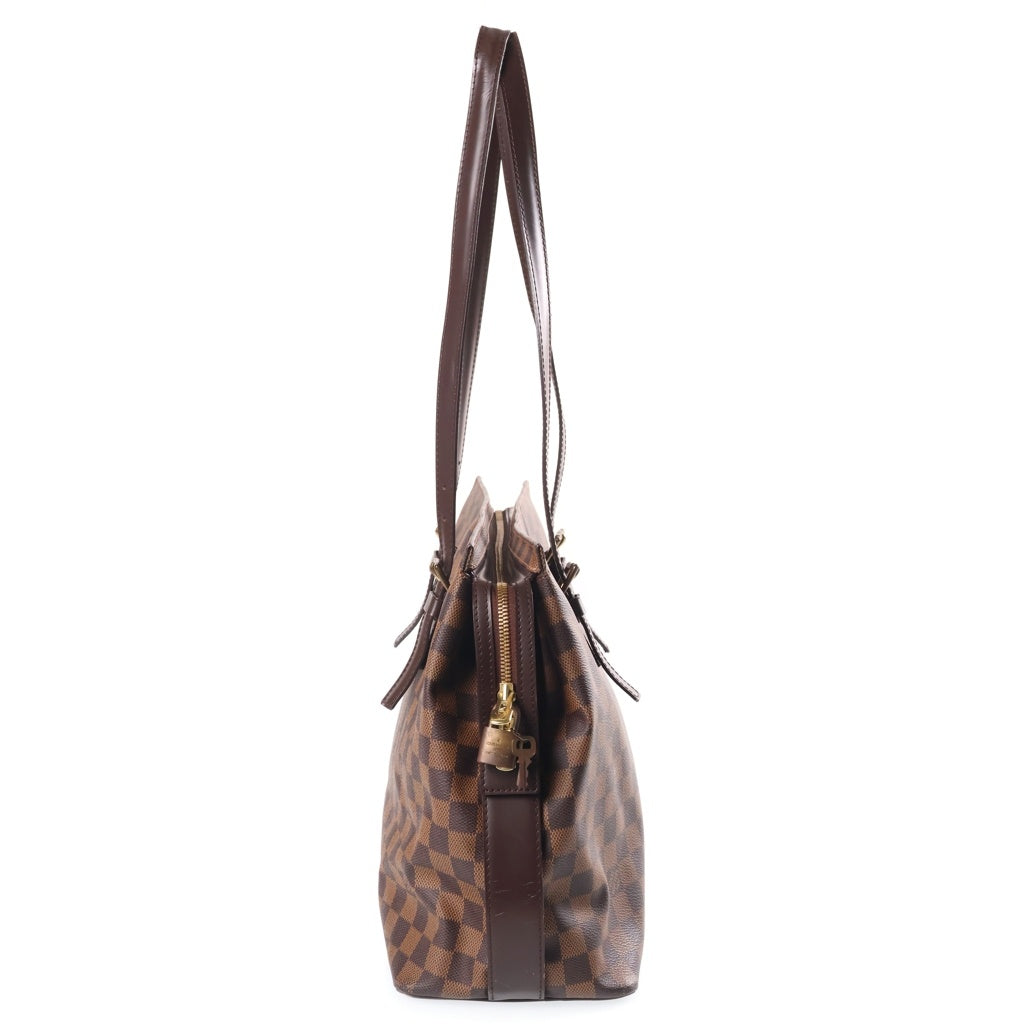 LOUIS VUITTON(ルイヴィトン) ダミエ チェルシー ハンドバッグ ボストンバッグ ブラウン レザー×PVC N51119 ゴールド金具 レディース