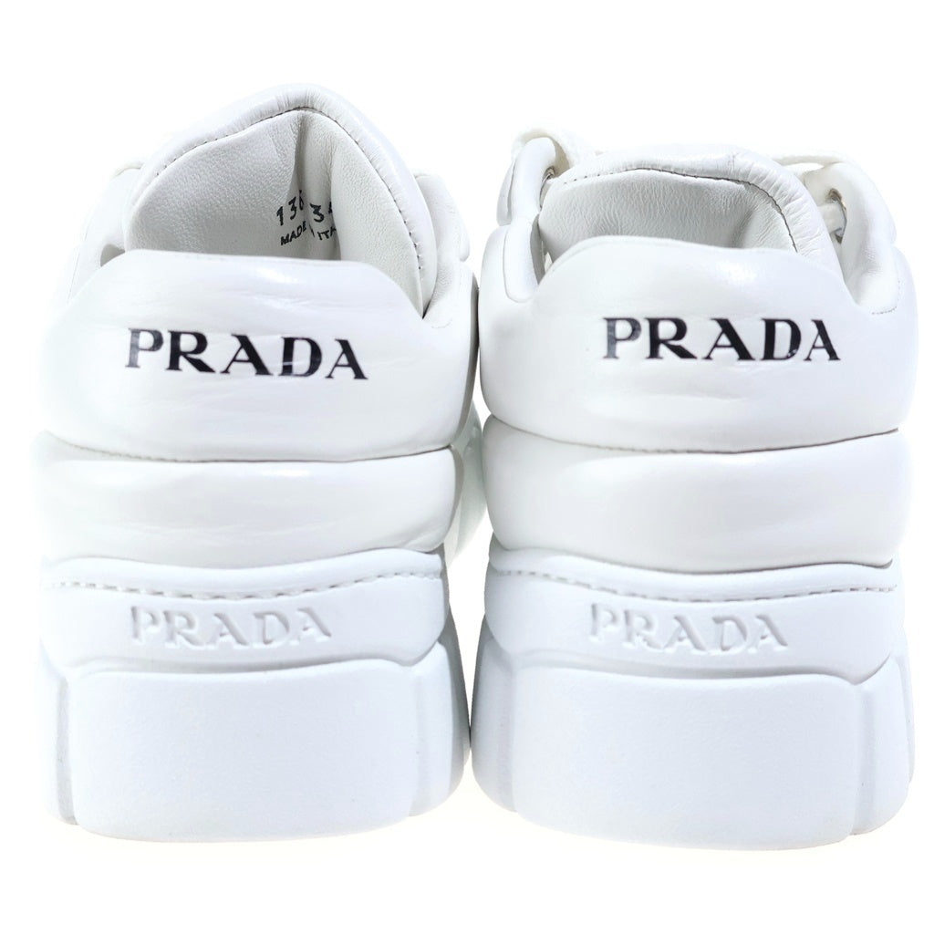 PRADA(プラダ) トライアングルロゴ パテッドナッパレザー ローカットスニーカー ホワイト #34 1/2 レディース