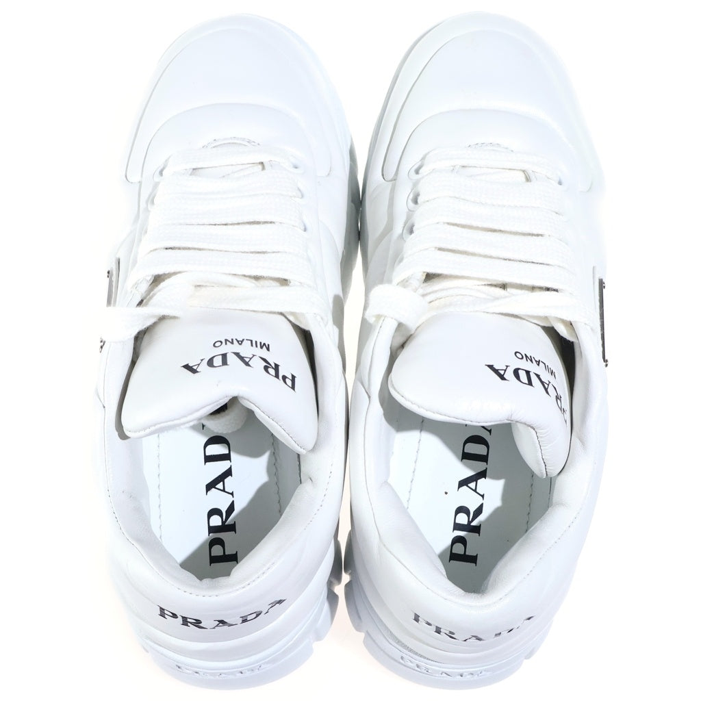 PRADA(プラダ) トライアングルロゴ パテッドナッパレザー ローカットスニーカー ホワイト #34 1/2 レディース