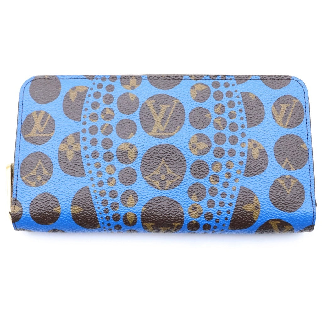 LOUIS VUITTON(ルイヴィトン) 草間彌生 モノグラム・パンプキンドット ジッピーウォレット ロングウォレット ブラウン×ブルー レザー×PVC M60448 ゴールド金具 レディース