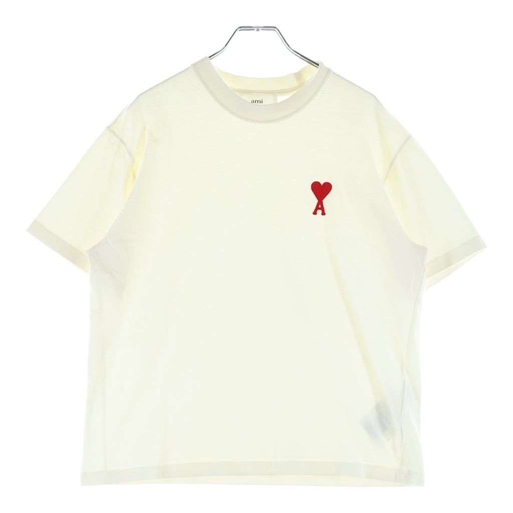 ami(アミ) Ami de Coeur ハートロゴ刺繍 Tシャツ カットソー アイボリー #XS UTS004726 レディース