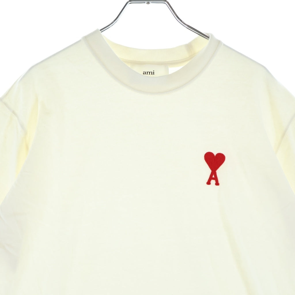 ami(アミ) Ami de Coeur ハートロゴ刺繍 Tシャツ カットソー アイボリー #XS UTS004726 レディース