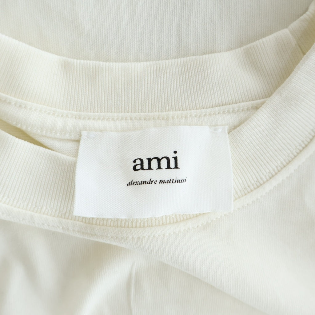 ami(アミ) Ami de Coeur ハートロゴ刺繍 Tシャツ カットソー アイボリー #XS UTS004726 レディース