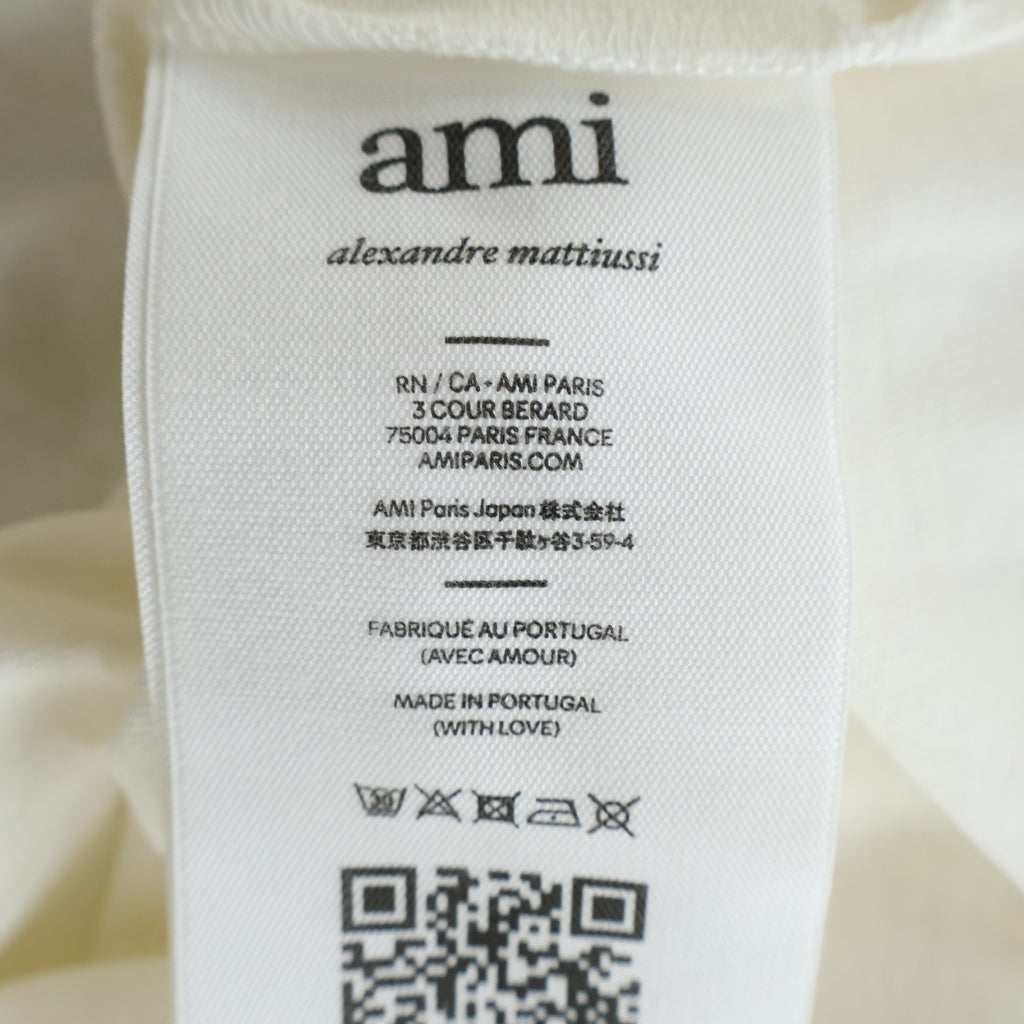 ami(アミ) Ami de Coeur ハートロゴ刺繍 Tシャツ カットソー アイボリー #XS UTS004726 レディース