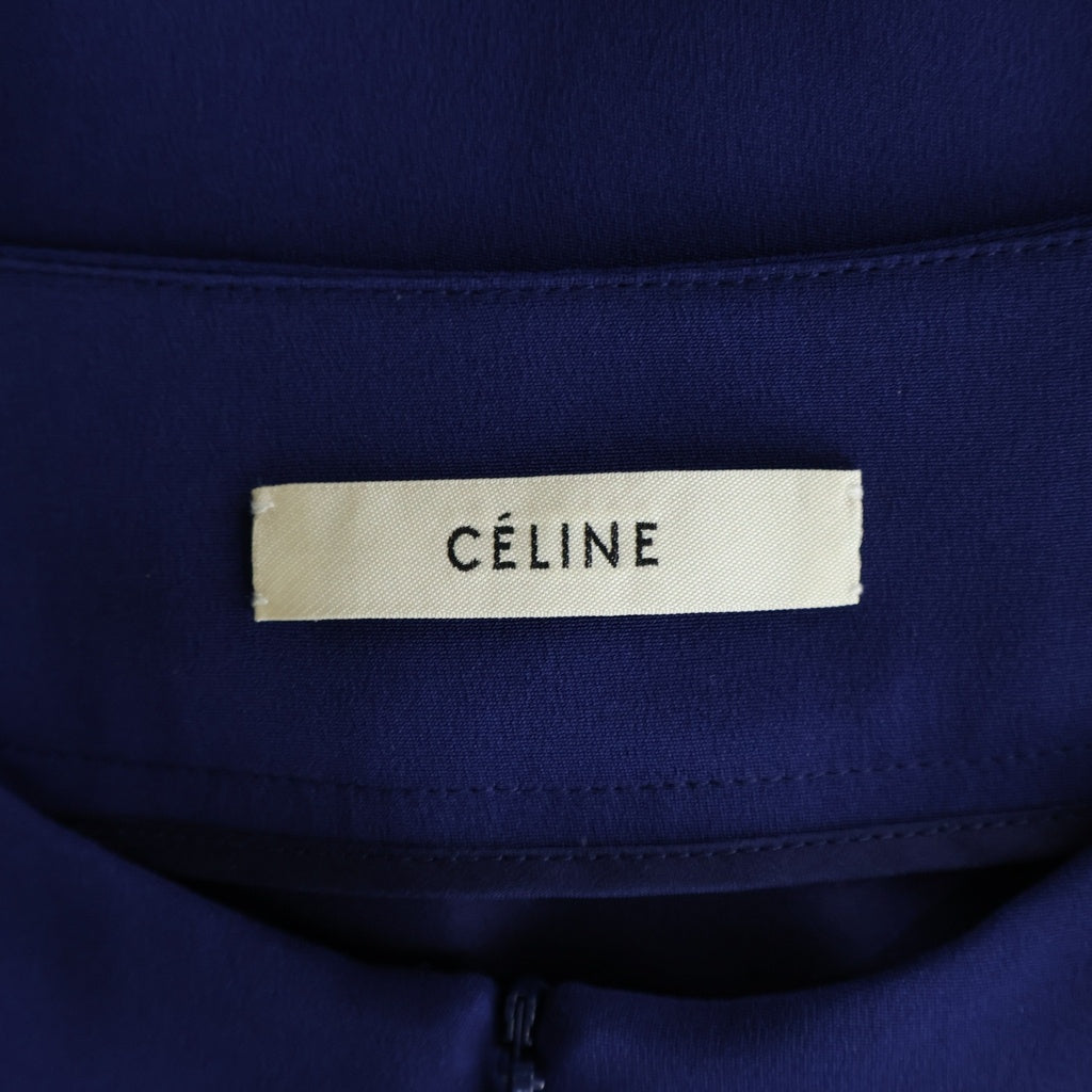 CELINE(セリーヌ) ワンピース 七分袖 シルク ブルー レディース