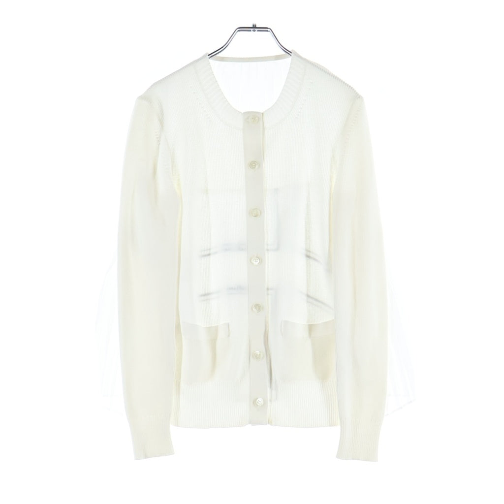 Sacai(サカイ) カーディガン ドット柄 プリーツ コットン ホワイト レディース
