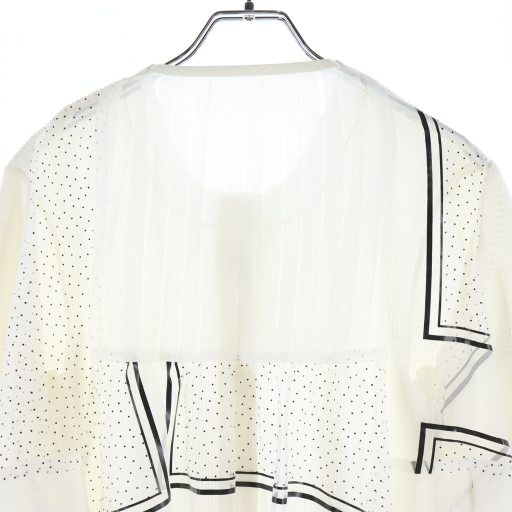 Sacai(サカイ) カーディガン ドット柄 プリーツ コットン ホワイト レディース