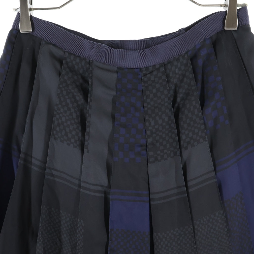Sacai(サカイ) キュロットパンツ スカート プリーツ コットン リネン ブラック/ネイビー レディース