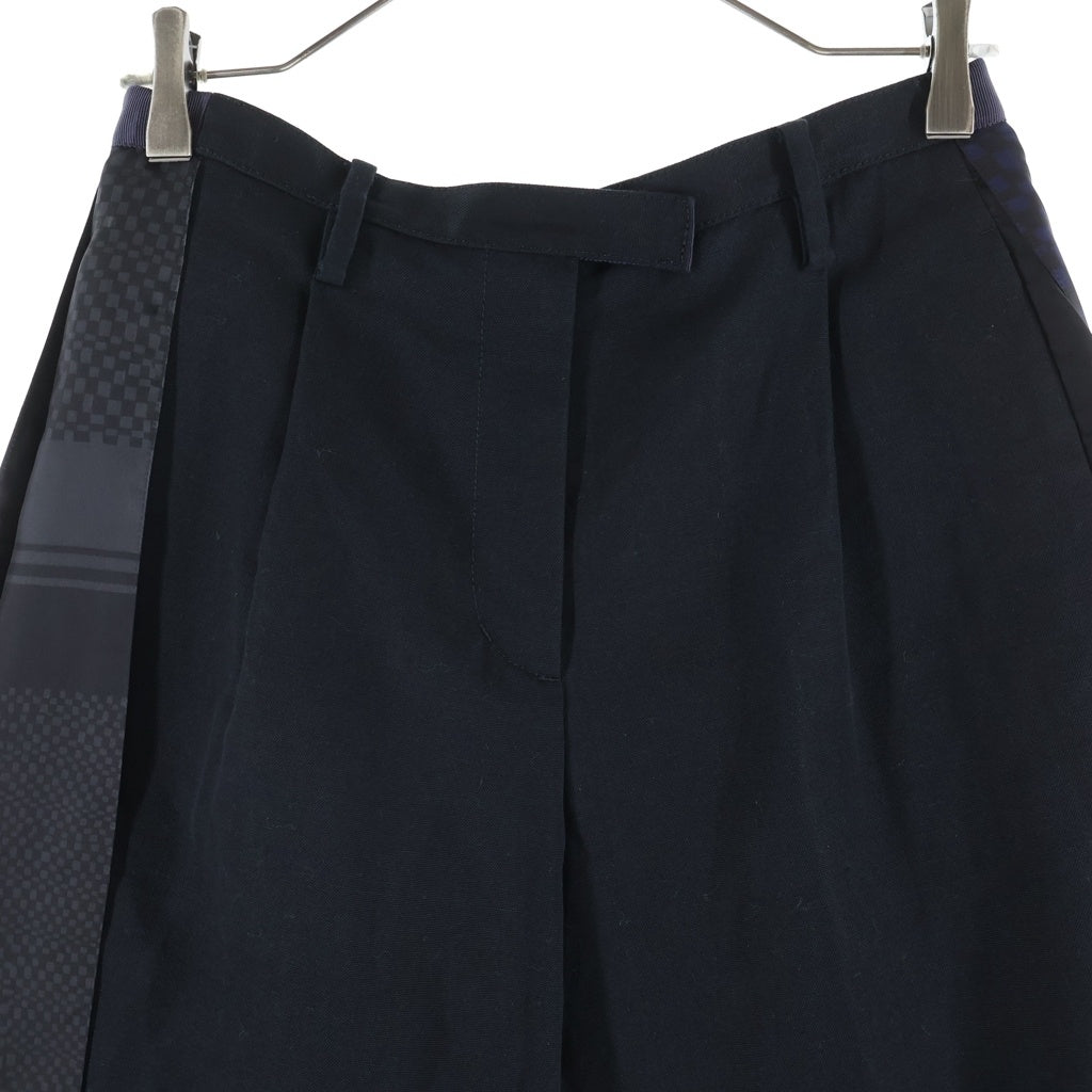 Sacai(サカイ) キュロットパンツ スカート プリーツ コットン リネン ブラック/ネイビー レディース