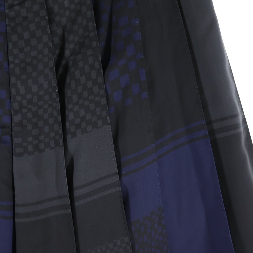 Sacai(サカイ) キュロットパンツ スカート プリーツ コットン リネン ブラック/ネイビー レディース