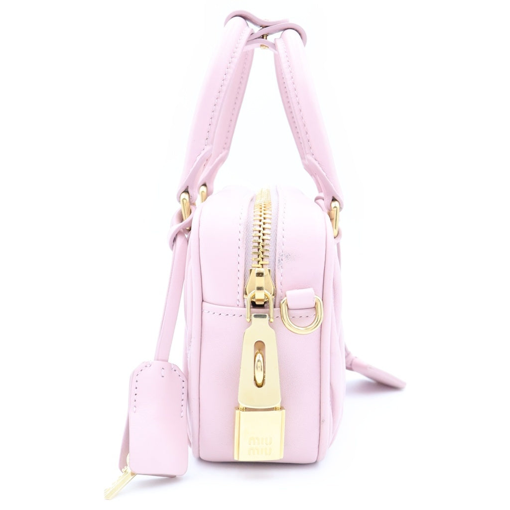 miumiu(ミュウミュウ) アルカディア マテラッセ 2WAYハンドバッグ ショルダーバッグ ミニバッグ ゴールド金具 レザー ピンク レディース