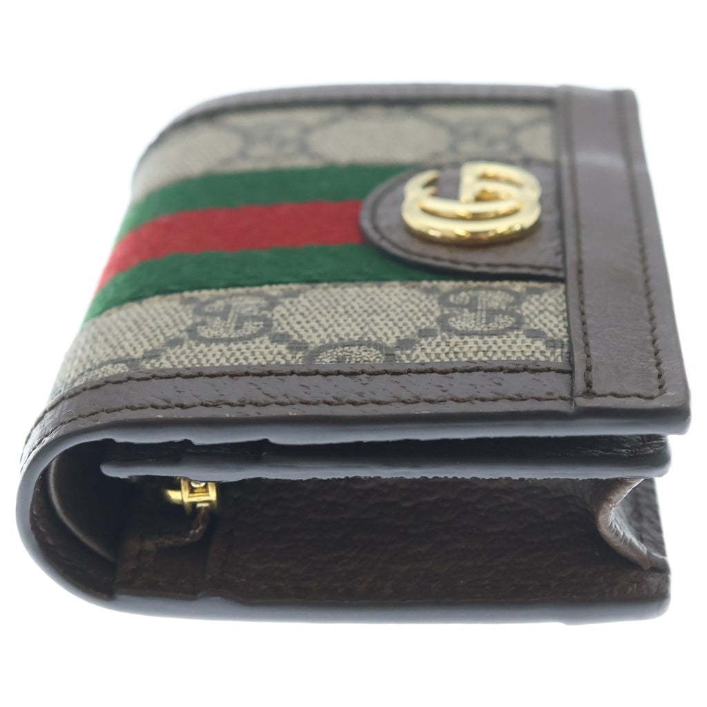 GUCCI(グッチ) オフィディア コンパクトウォレット ブラウン レザー 523155 レディース