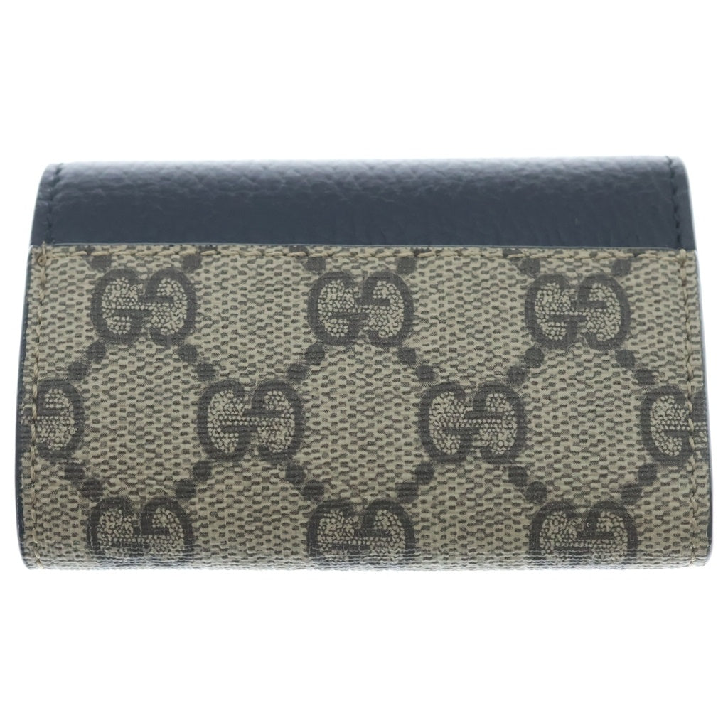 GUCCI(グッチ) GGスプリーム ダブルG 6連キーケース ベージュ×ブラック レザー 456118 レディース