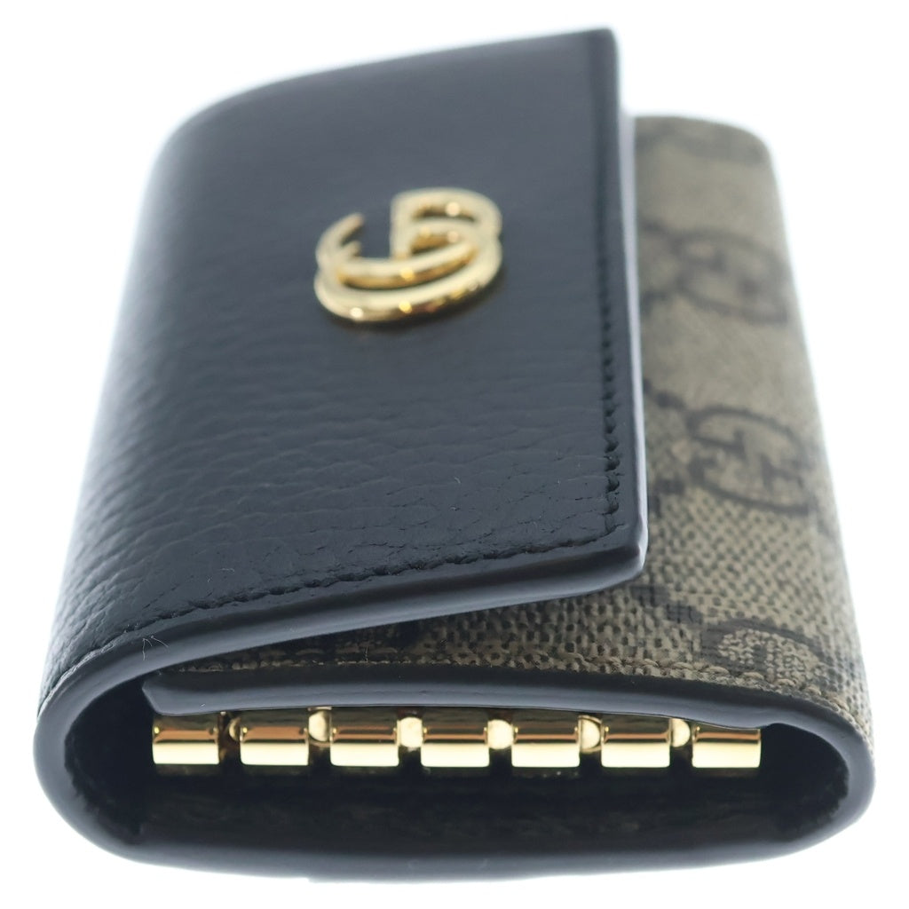 GUCCI(グッチ) GGスプリーム ダブルG 6連キーケース ベージュ×ブラック レザー 456118 レディース