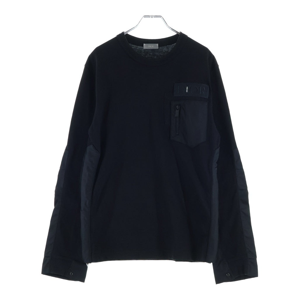 DIOR(ディオール) ×Sacai 21AW Panelled Sweatshirt 長袖 カットソー ドッキング ブラック コットン/ナイロン 213J642A0554