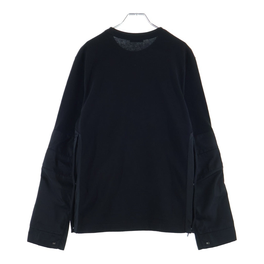 DIOR(ディオール) ×Sacai 21AW Panelled Sweatshirt 長袖 カットソー ドッキング ブラック コットン/ナイロン 213J642A0554