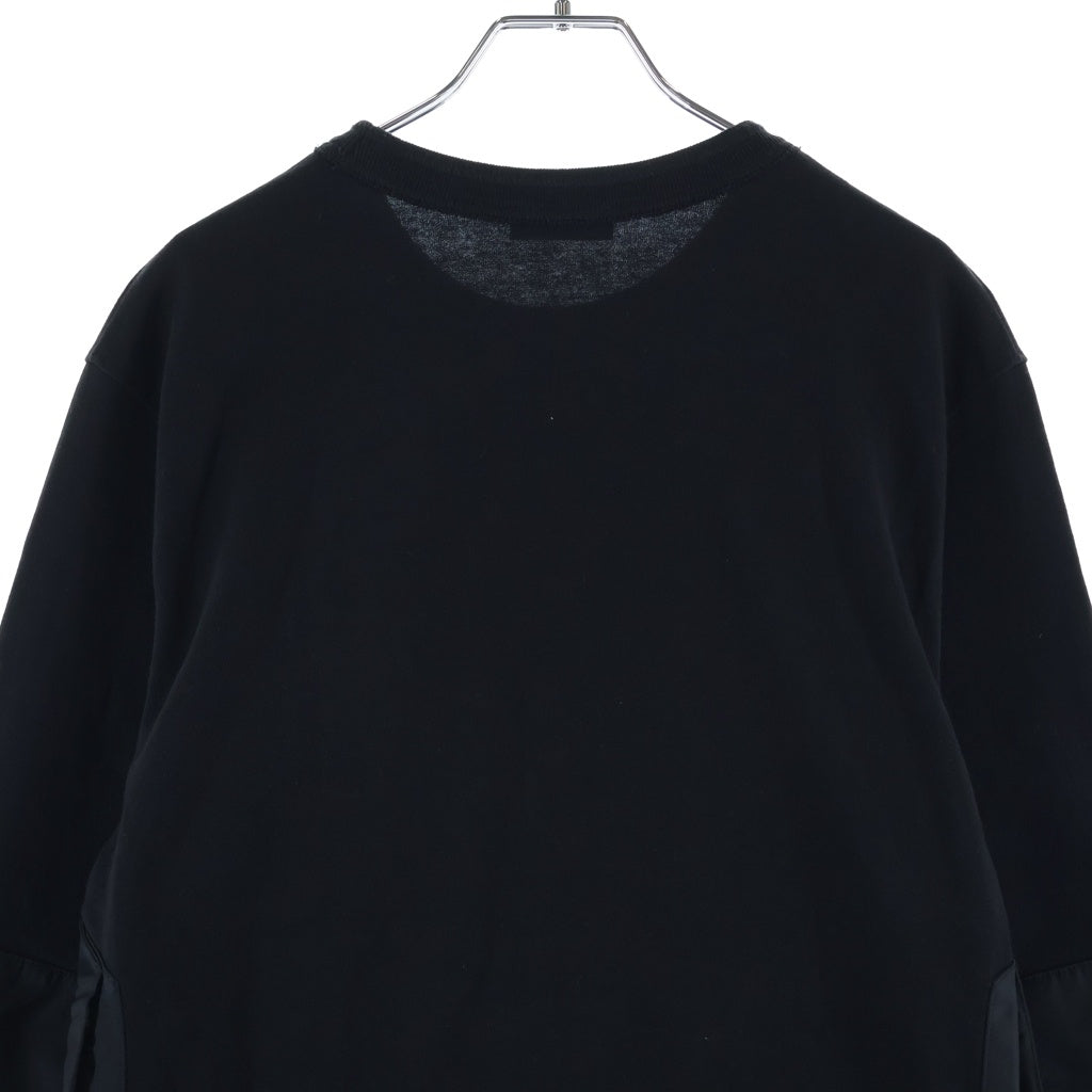 DIOR(ディオール) ×Sacai 21AW Panelled Sweatshirt 長袖 カットソー ドッキング ブラック コットン/ナイロン 213J642A0554