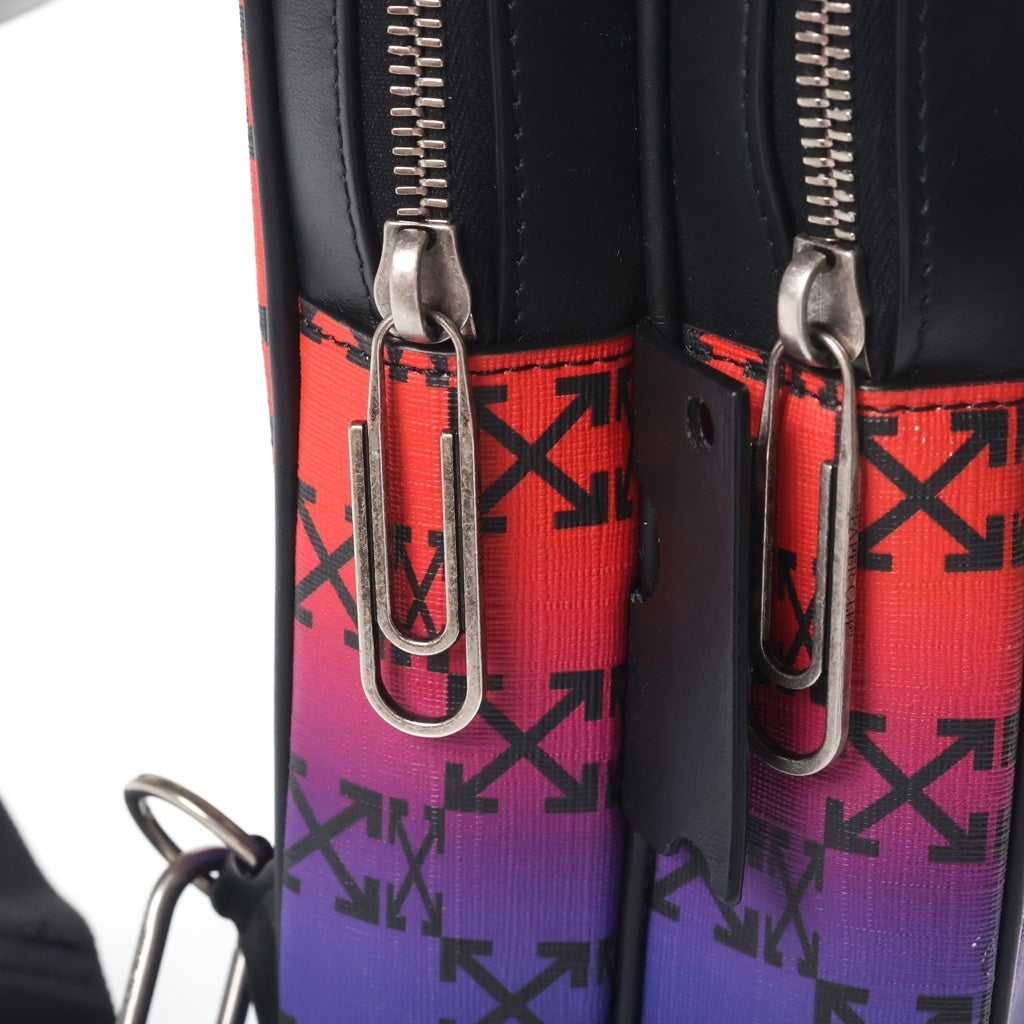 OFF-WHITE(オフホワイト) モノグラム クロス ボディバッグ ショルダーバック レザー レッド/パープル