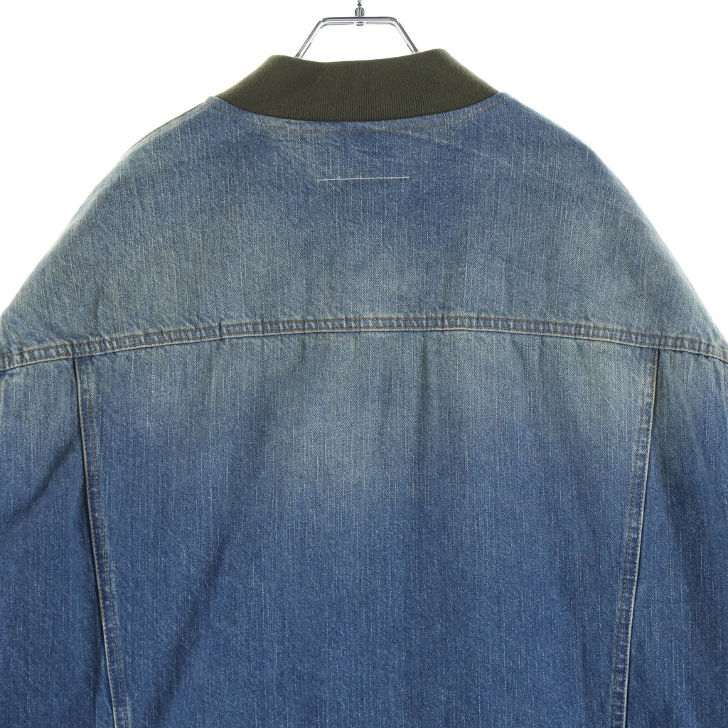 Maison Margiela(メゾンマルジェラ) 25SS デニム ドッキング ジップアップ MA-1 フライト ボンバージャケット カーキ/インディゴ SH0AM0044