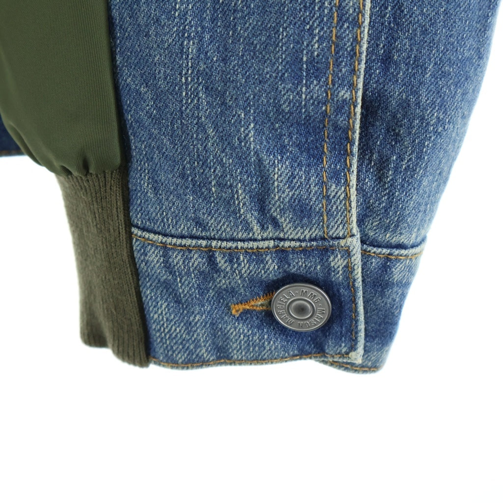 Maison Margiela(メゾンマルジェラ) 25SS デニム ドッキング ジップアップ MA-1 フライト ボンバージャケット カーキ/インディゴ SH0AM0044