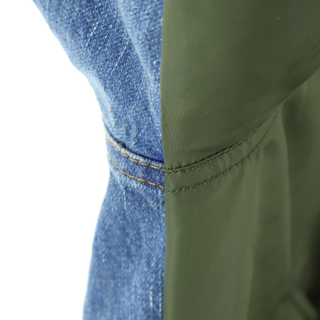 Maison Margiela(メゾンマルジェラ) 25SS デニム ドッキング ジップアップ MA-1 フライト ボンバージャケット カーキ/インディゴ SH0AM0044