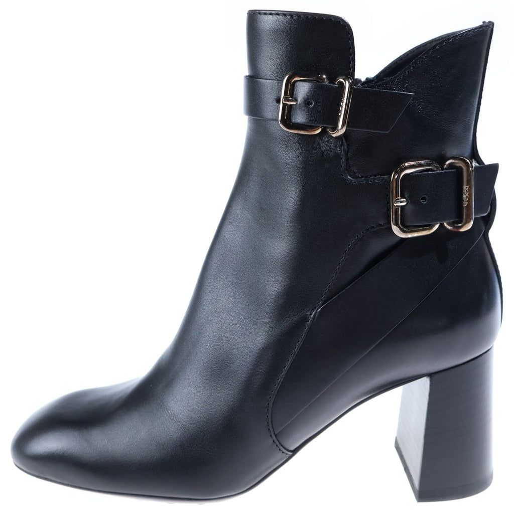 TOD'S(トッズ) ベルト ヒール ブーツ ブラック レザー