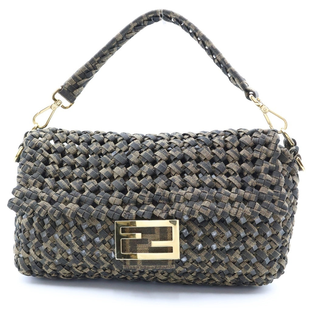 FENDI(フェンディ) マンマバケット ハンドバック ジャガード キャンバス ブラウン 8BR600 レディース