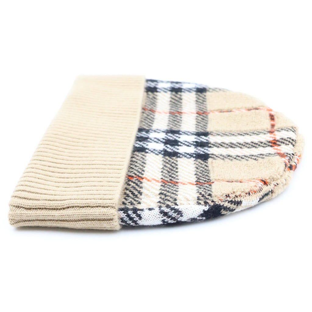 BURBERRY(バーバリー) ノバチェック ビーニー ブラウン ウール ニット帽 レディース