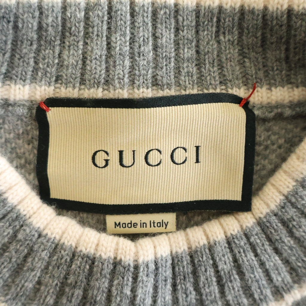 GUCCI(グッチ) GGブークレウール ジャカードトップ 半袖ニット グレー/ベージュ 770059 レディース
