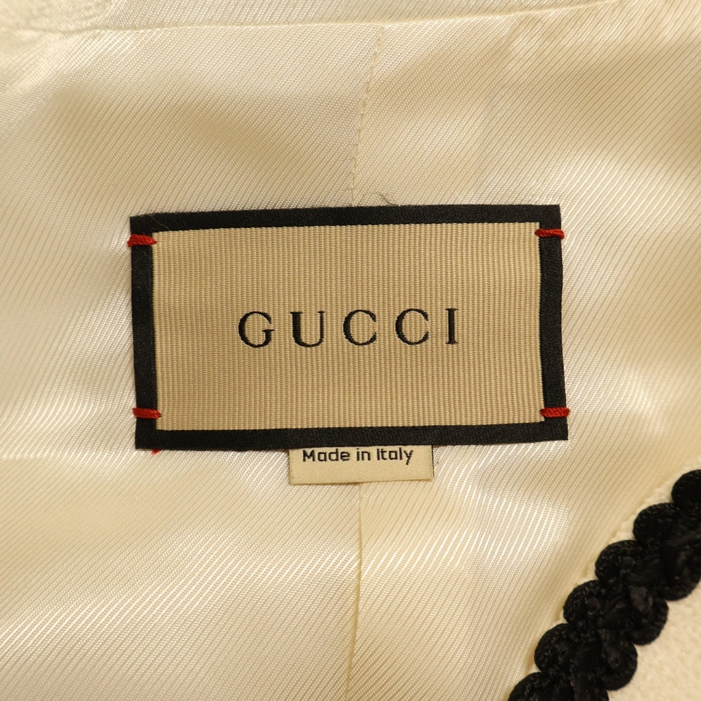 GUCCI(グッチ) エンブロイダリー ウールジャケット アイボリー/ブラック ウール 749578 レディース
