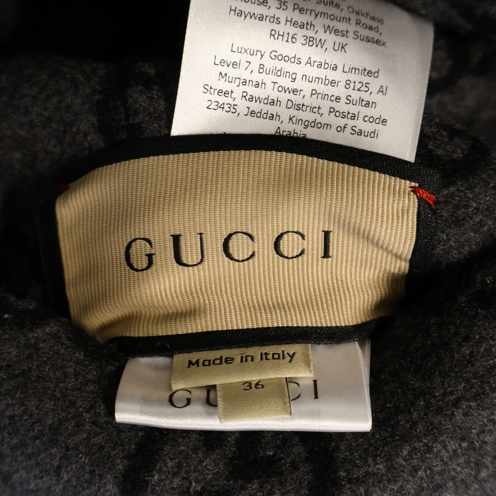 GUCCI(グッチ) エレガント リバーシブル GG ウールコート ロングコート グレー/ブラック 695094 レディース