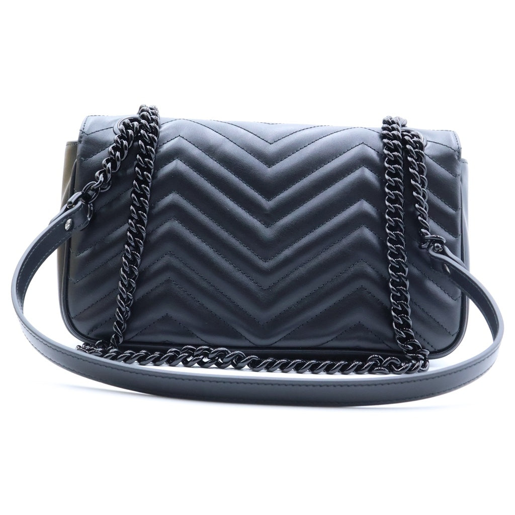GUCCI(グッチ) GGマーモント ミディアム チェーン ショルダーバッグ キルティング レザー ブラック 443497 レディース