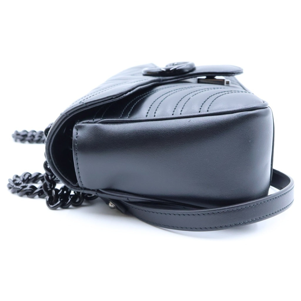 GUCCI(グッチ) GGマーモント ミディアム チェーン ショルダーバッグ キルティング レザー ブラック 443497 レディース