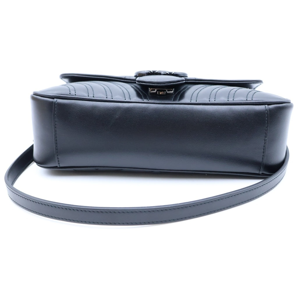 GUCCI(グッチ) GGマーモント ミディアム チェーン ショルダーバッグ キルティング レザー ブラック 443497 レディース