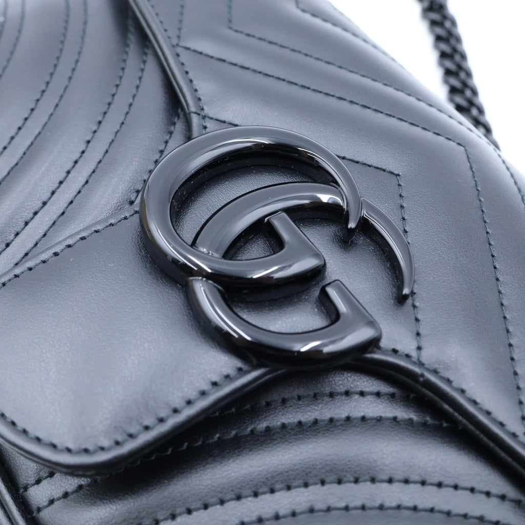 GUCCI(グッチ) GGマーモント ミディアム チェーン ショルダーバッグ キルティング レザー ブラック 443497 レディース