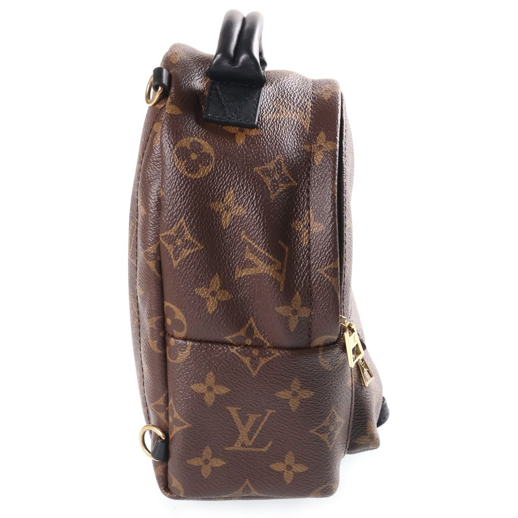 LOUIS VUITTON(ルイヴィトン) モノグラム パームスプリングスMINI リュックサック ブラウン×ブラック レザー×PVC M44873 ゴールド金具 レディース