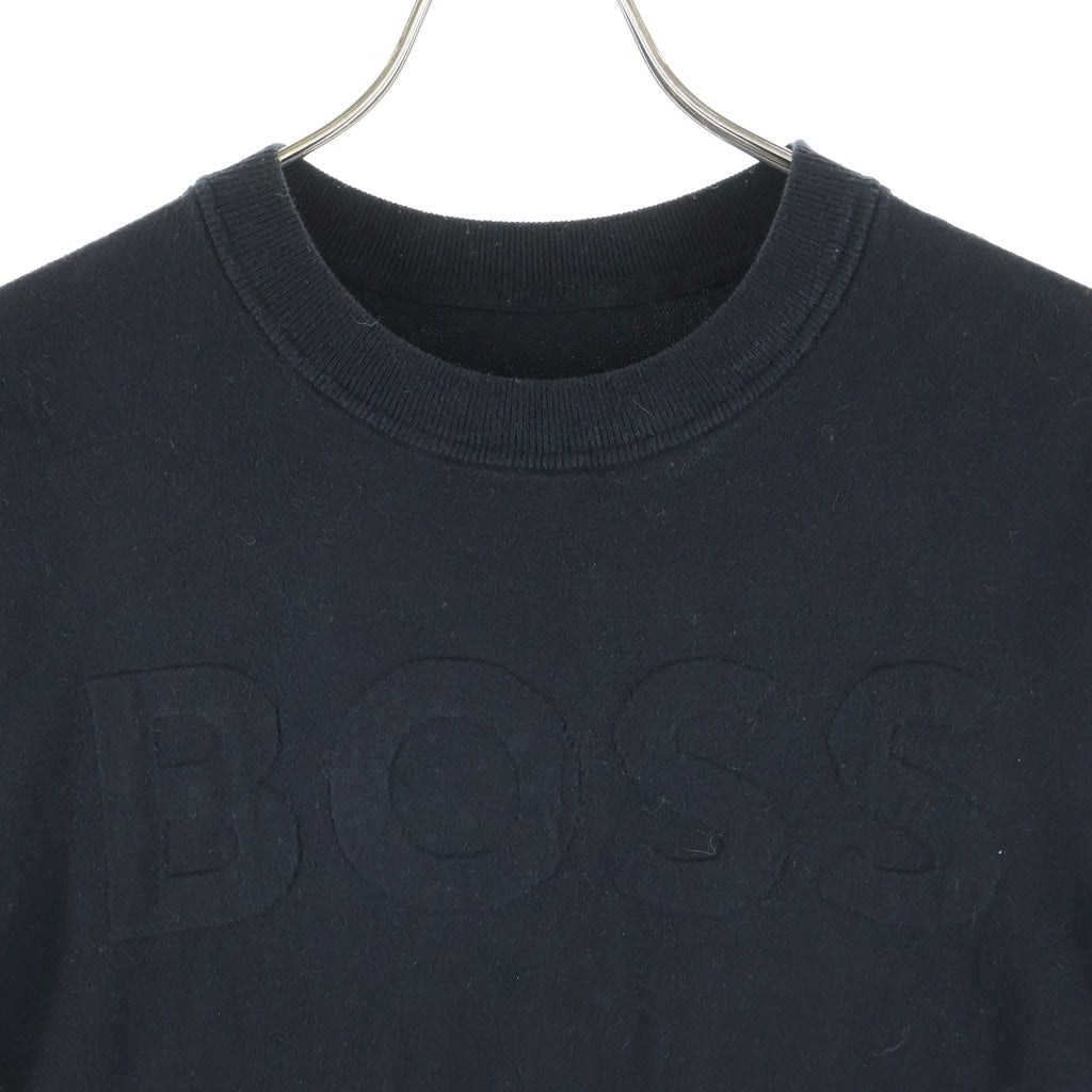 BOSS(ボス) フロントエンボスロゴ クルーネックニット セーター コットン ポリエステル ナイロン ブラック 10258261