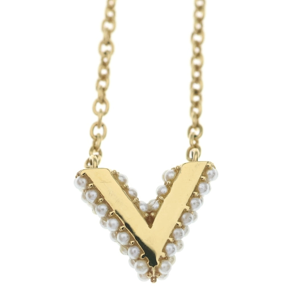 LOUIS VUITTON(ルイヴィトン) コリエ エセンシャルV ペルル ロゴ パール チェーン ネックレス ゴールド M68358 レディース