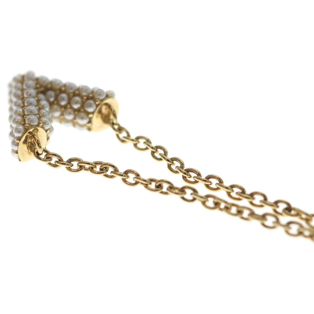 LOUIS VUITTON(ルイヴィトン) コリエ エセンシャルV ペルル ロゴ パール チェーン ネックレス ゴールド M68358 レディース