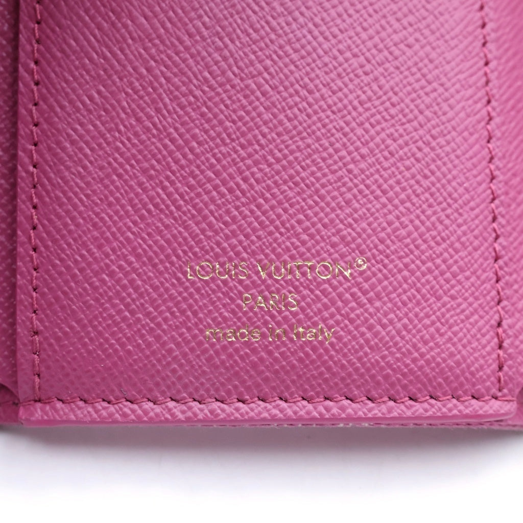 LOUIS VUITTON(ルイヴィトン) モノグラムデニム フューシャデニム ポルトフォイユ・ヴィクトリーヌ コンパクトウォレット 三つ折り財布 ピンク デニム M27707 ゴールド金具 レディース