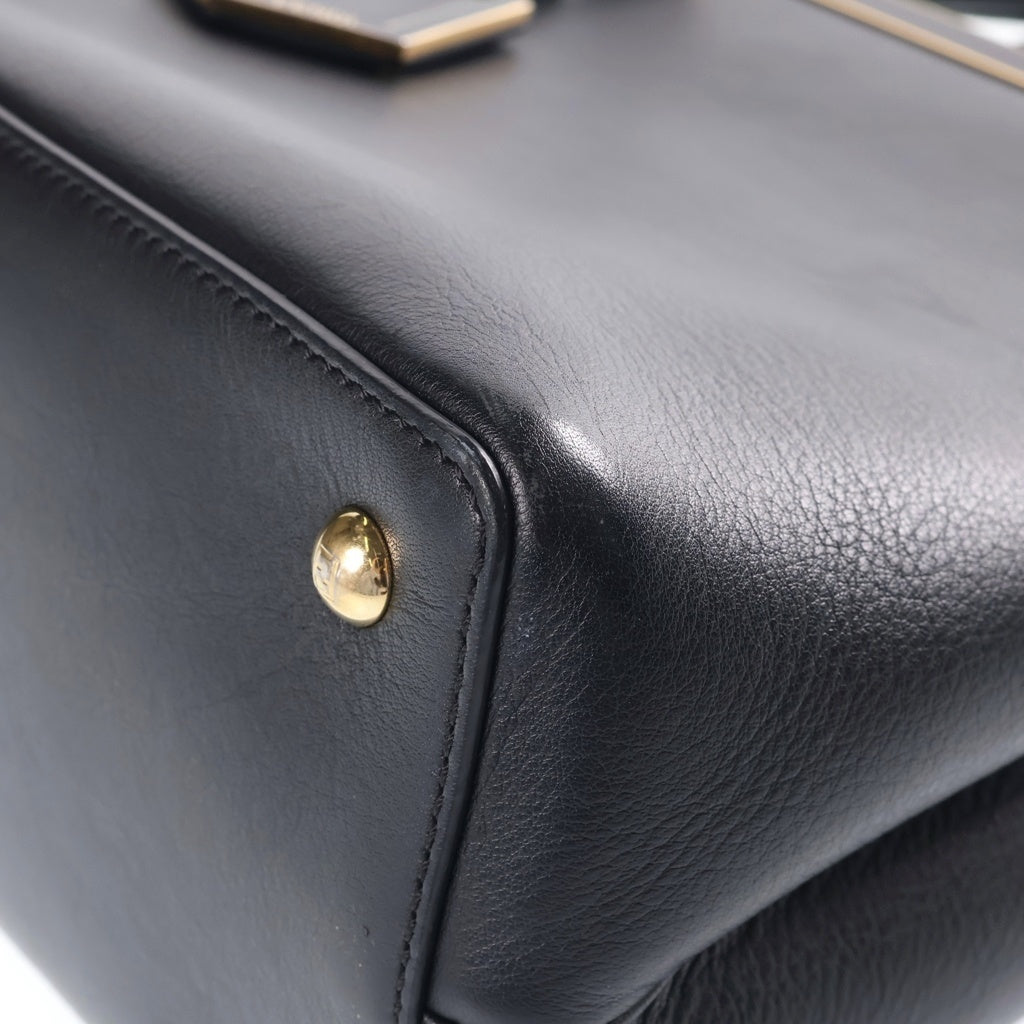 FENDI(フェンディ) プチトゥージュール レザー 2WAY ハンド ショルダーバッグ ブラック ゴールド金具 8BH253 レディース